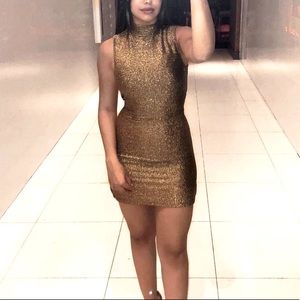 TOPSHOP Gold Mini Dress